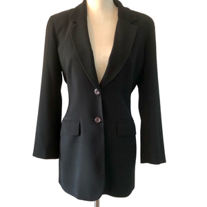 Vintage Kenar Black Women's Blazer Size 6 90's/Y2K longer length fitted waist